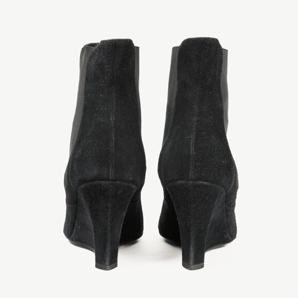 Yves Saint Laurent Nero Suede Chelsea Wedge Booties - Picture 3 of 9